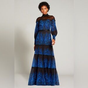 Tadashi Shoji Ecrin paisley-print illusion gown BQT20564L